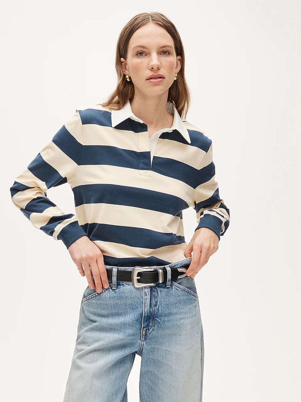 J.CREW Boyfriend Jersey Rugby Shirt in Stripe, Size XS